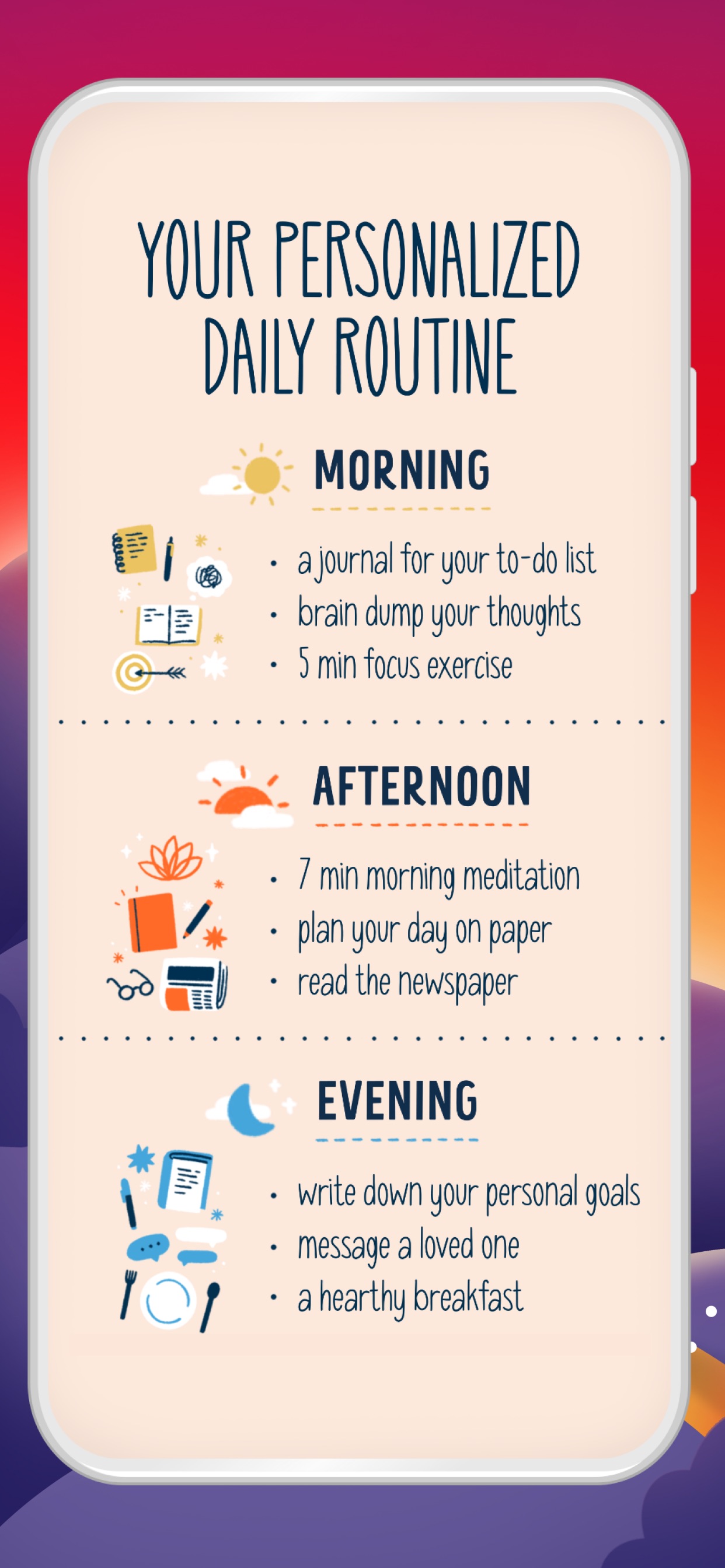 Fabulous App Store screenshot: YOUR PERSONALIZED DAILY ROUTINE