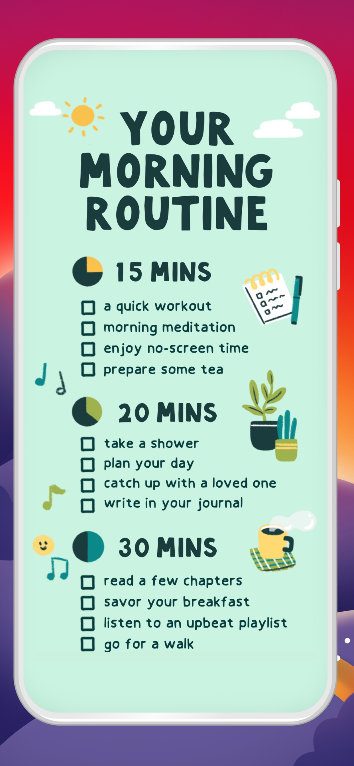 Fabulous App Store screenshot: YOUR MORNING ROUTINE