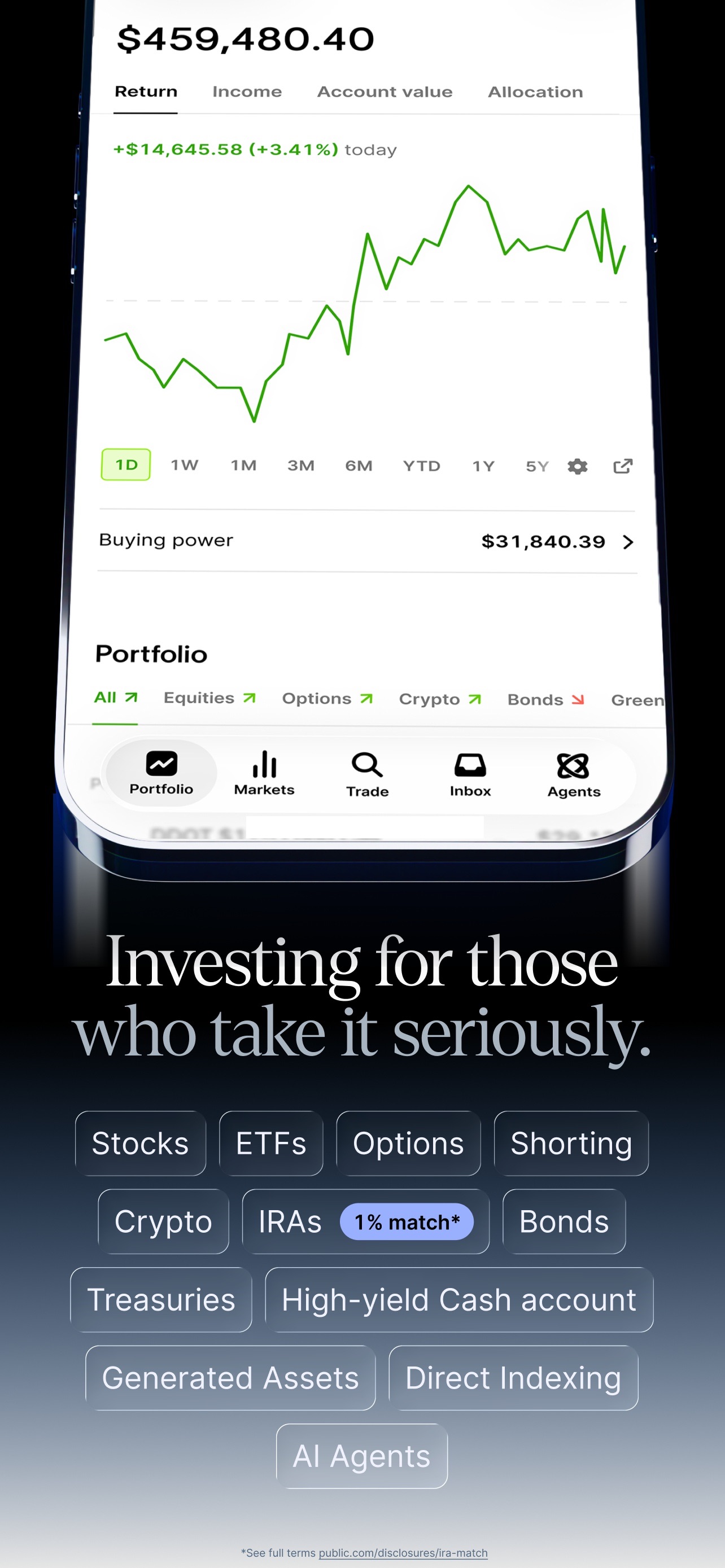 Public App Store screenshot: Investing for those who take it seriously.