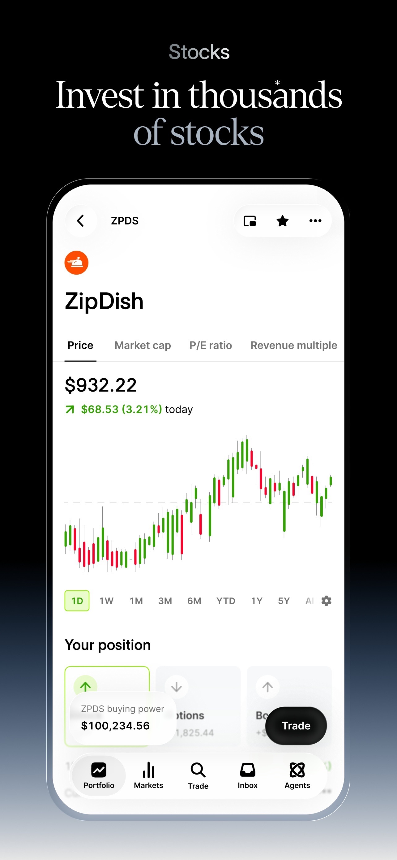 Public App Store screenshot: Stocks
Invest in thousands
of stocks