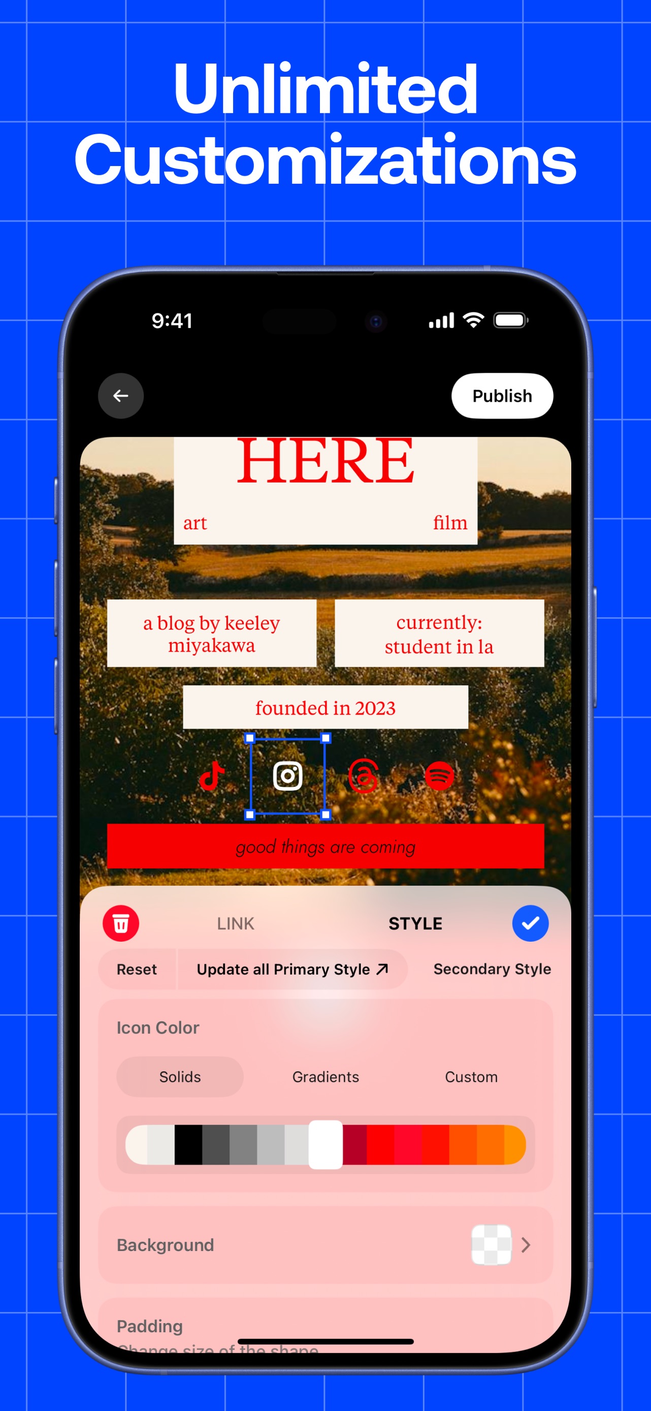 Universe App Store screenshot: Unlimited Customizations