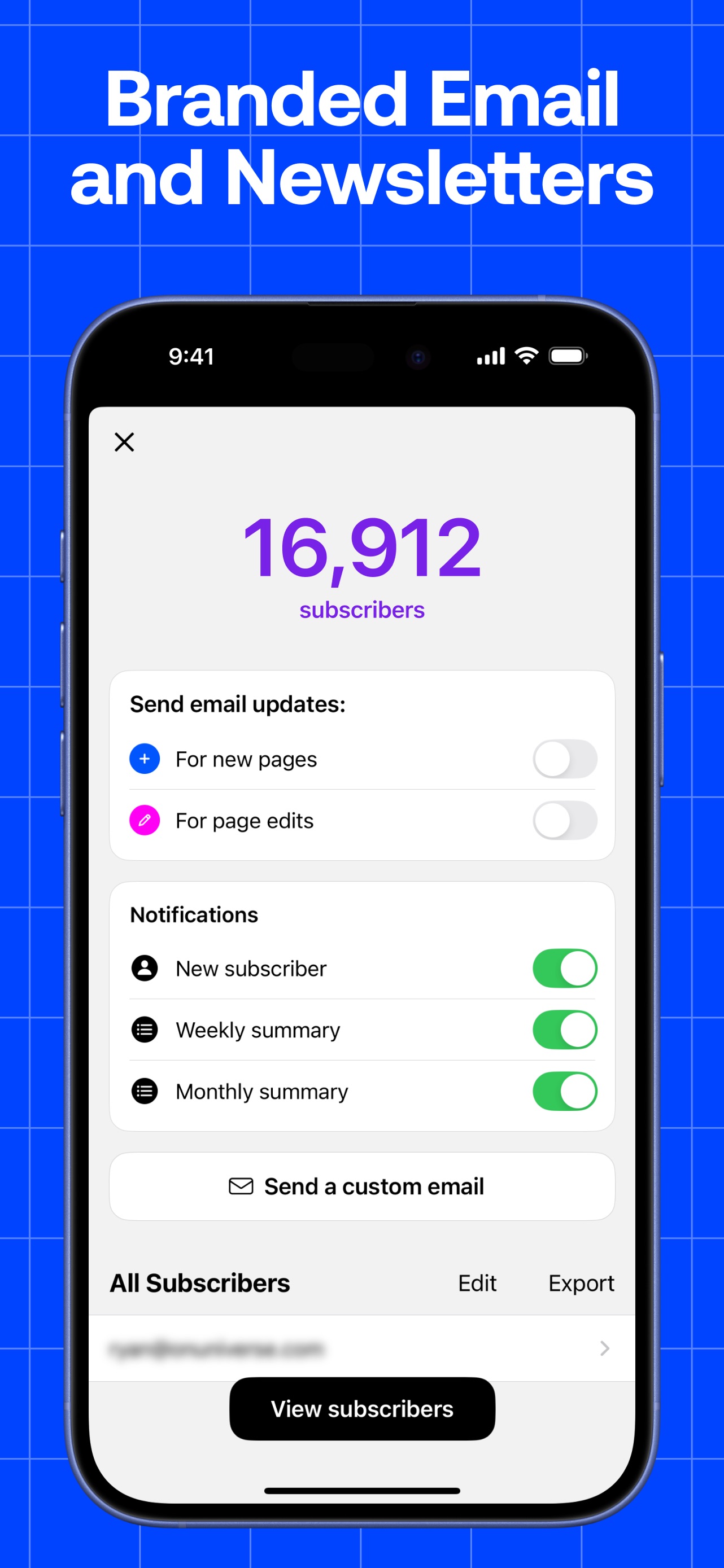 Universe App Store screenshot: Branded Email and Newsletters