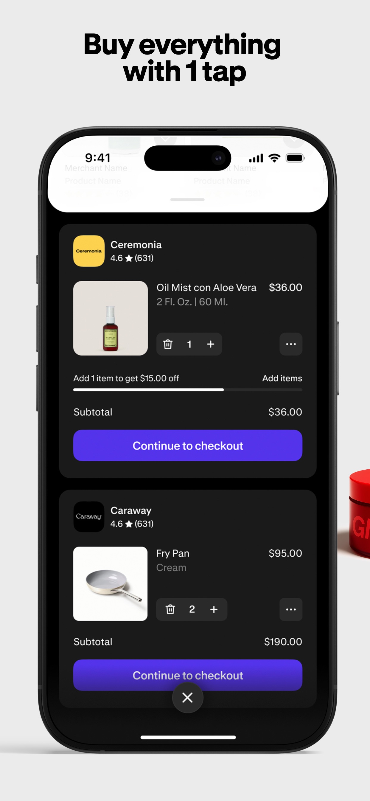 Shop App Store screenshot: Buy everything with 1 tap