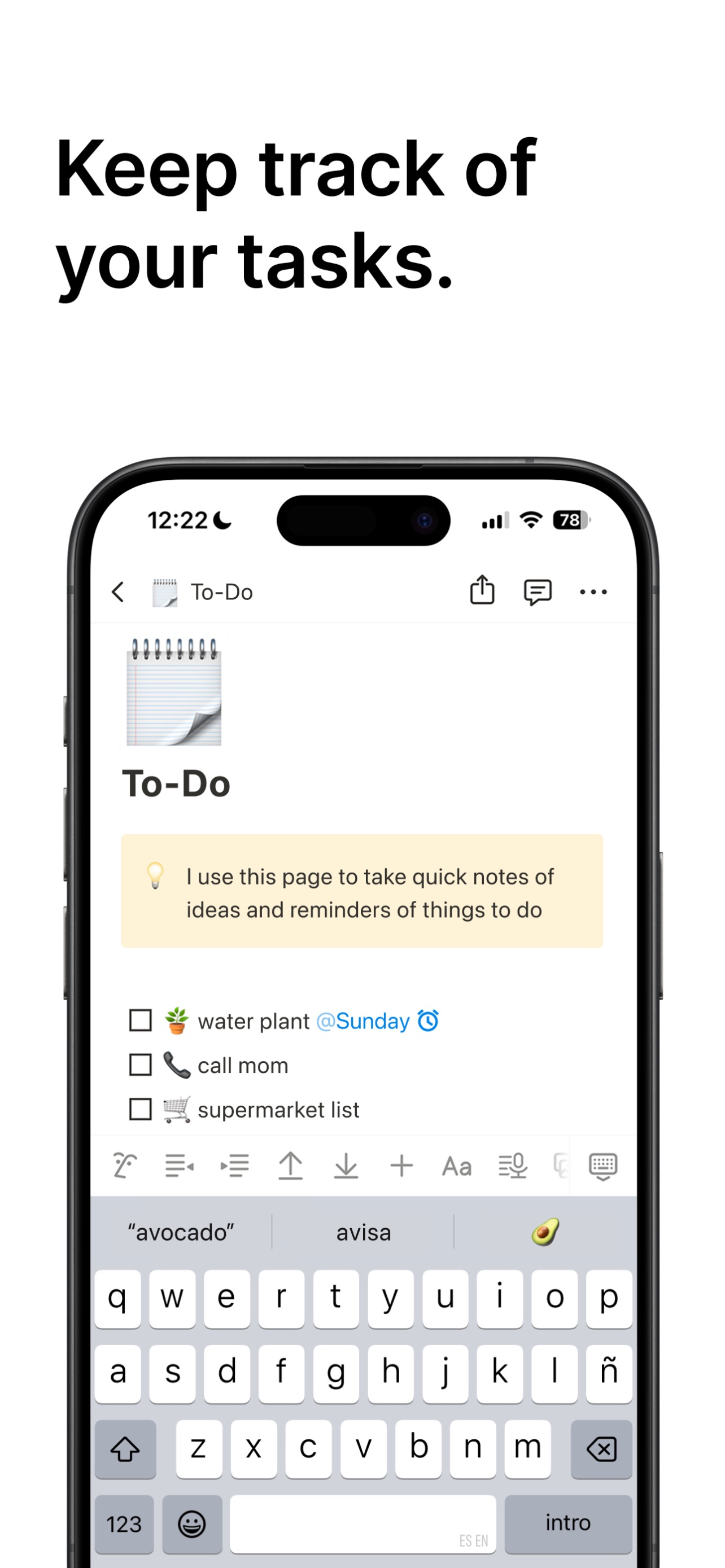 Notion App Store screenshot 6: Keep track of your tasks.