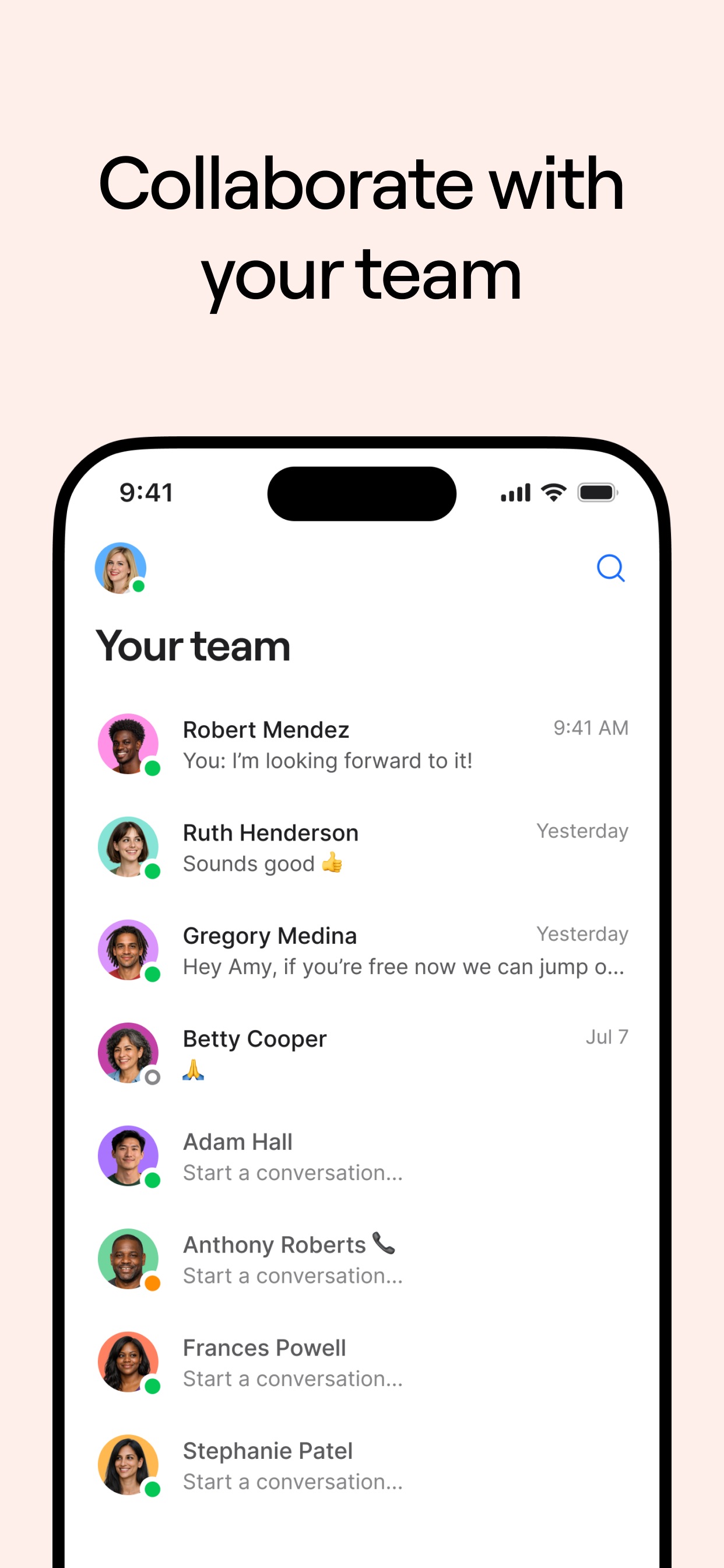 OpenPhone App Store screenshot 6: Collaborate with your team