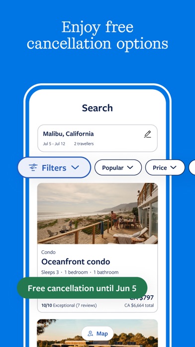 Vrbo App Store screenshot 6: Enjoy free cancellation options