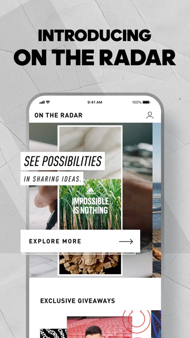 adidas App Store screenshot 7: INTRODUCING ON THE RADAR