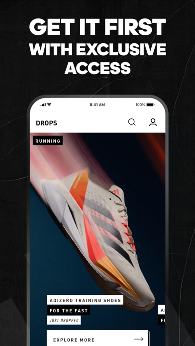 adidas App Store screenshot 8: GET IT FIRST WITH EXCLUSIVE ACCESS