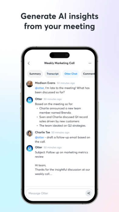 Otter AI App Store screenshot 5: Generate AI insights from your meeting