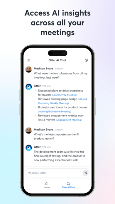 Otter AI App Store screenshot 6: Access AI insights across all your meetings