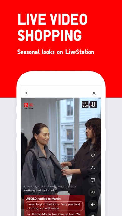 UNIQLO App Store screenshot 10: LIVE VIDEO SHOPPING Seasonal looks on LiveStation