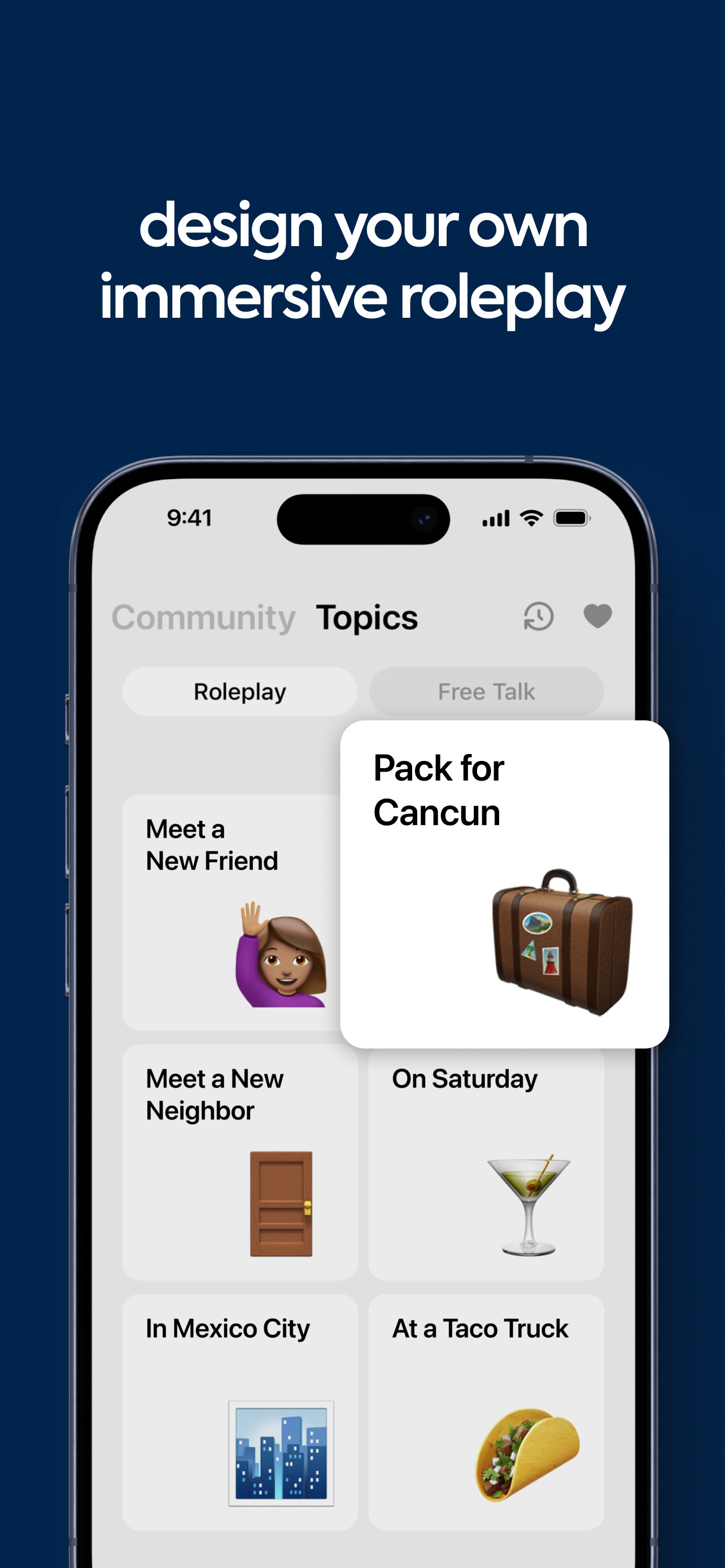 Speak App Store screenshot 5: design your own immersive roleplay
