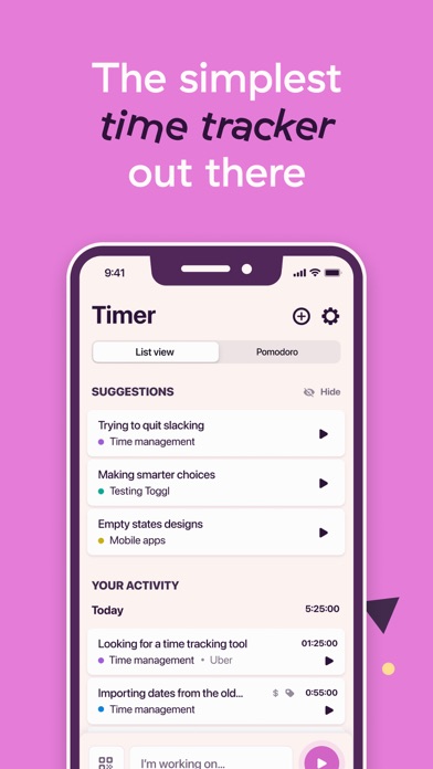 Toggl Track App Store screenshot: The simplest time tracker out there
