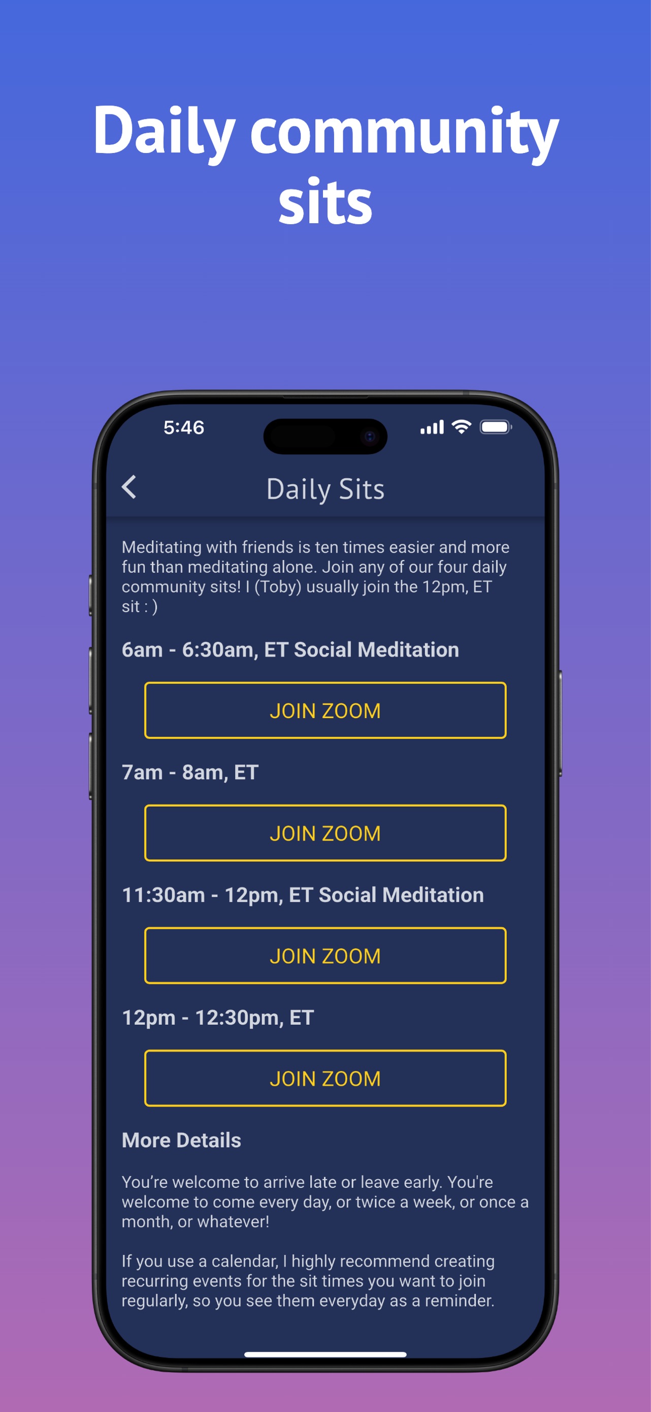 Brightmind App Store screenshot 7: Daily community sits