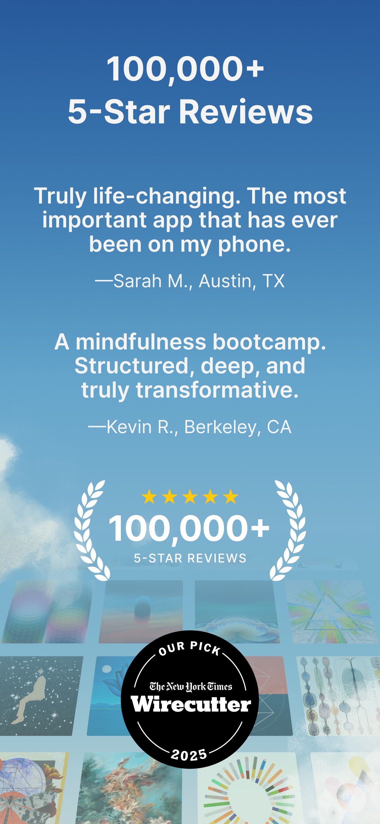 Waking Up App Store screenshot: 100,000+ 5-Star Reviews