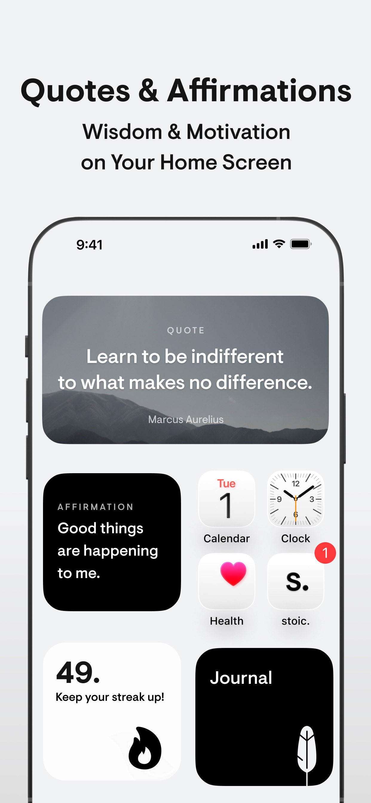 stoic. App Store screenshot 9: Quotes & Affirmations Wisdom & Motivation on Your Home Screen