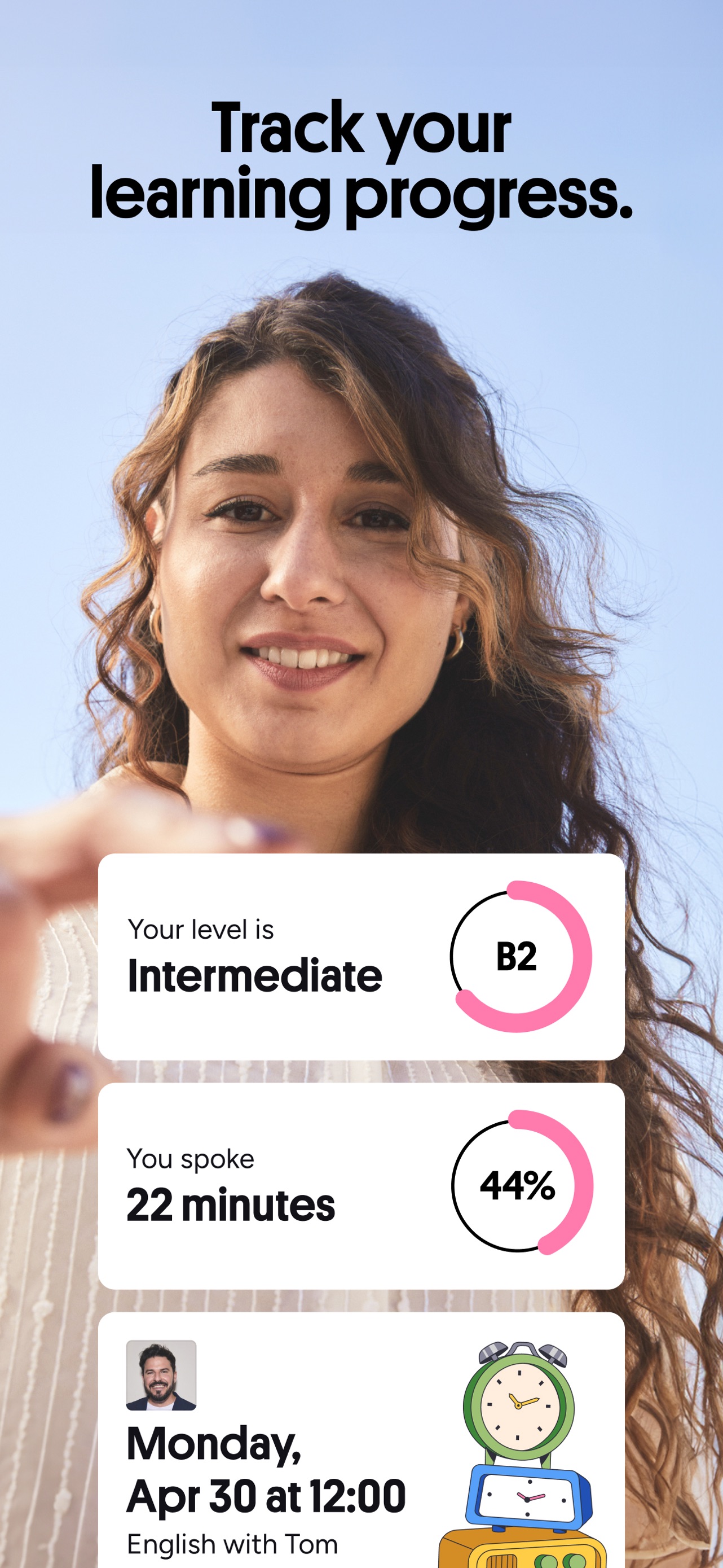 Preply App Store screenshot: Track your learning progress.