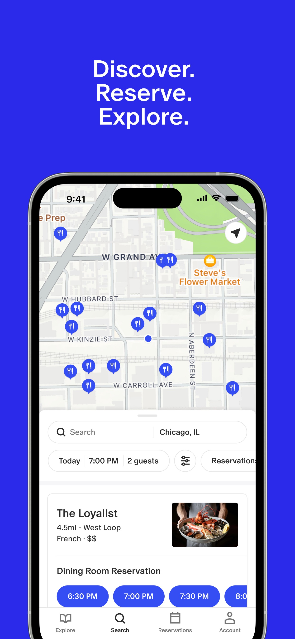 Tock App Store screenshot: Discover. Reserve. Explore.