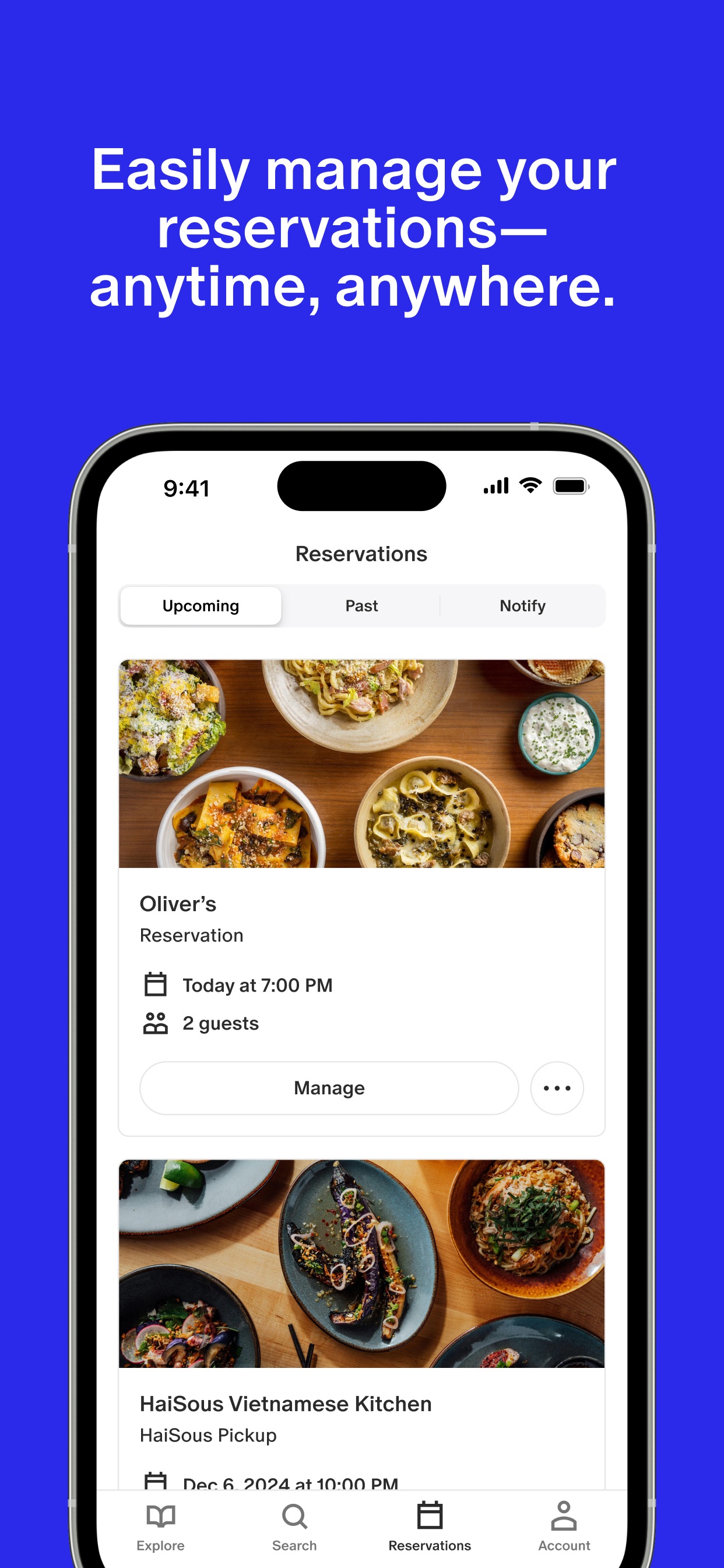 Tock App Store screenshot 5: Easily manage your reservations-anytime, anywhere.