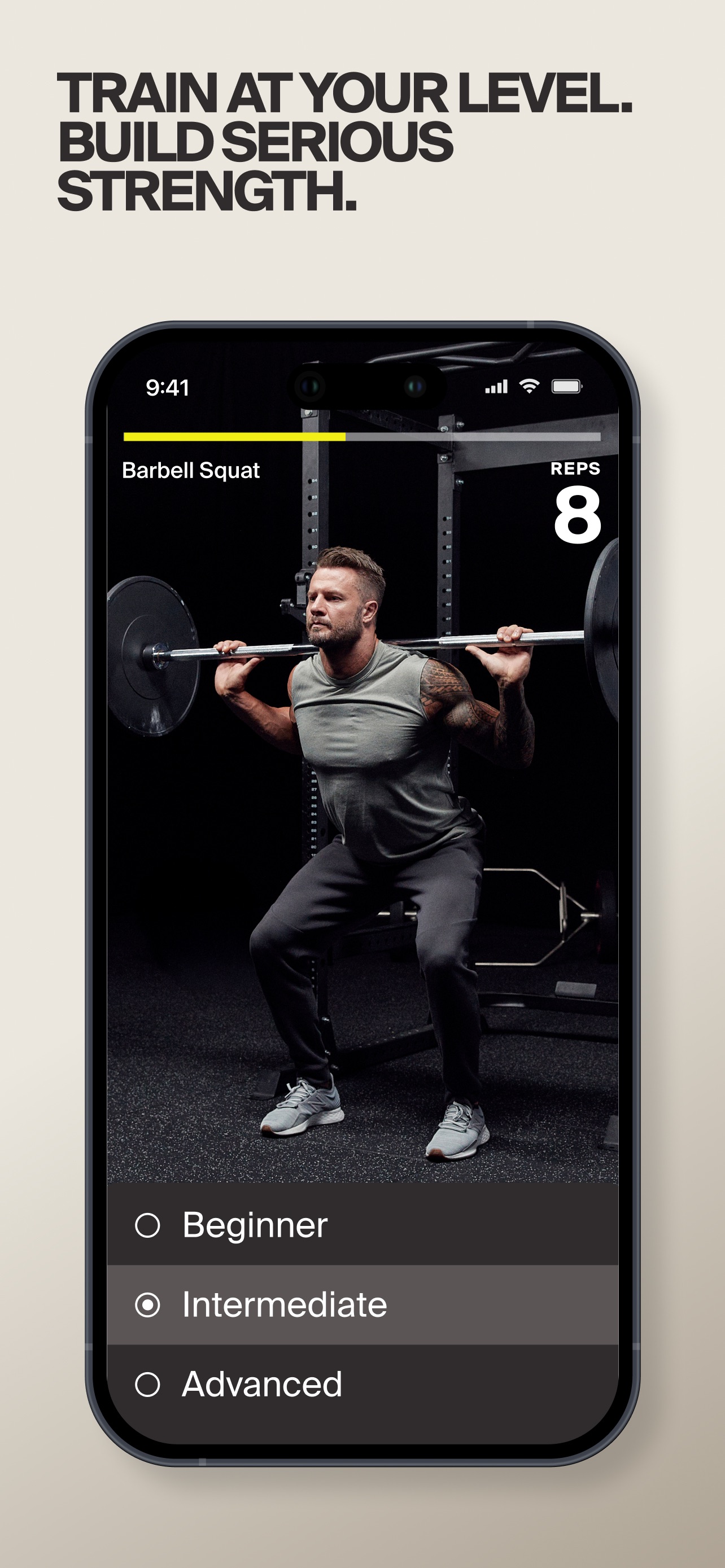 Centr App Store screenshot 5: TRAIN AT YOUR LEVEL. BUILD SERIOUS STRENGTH.