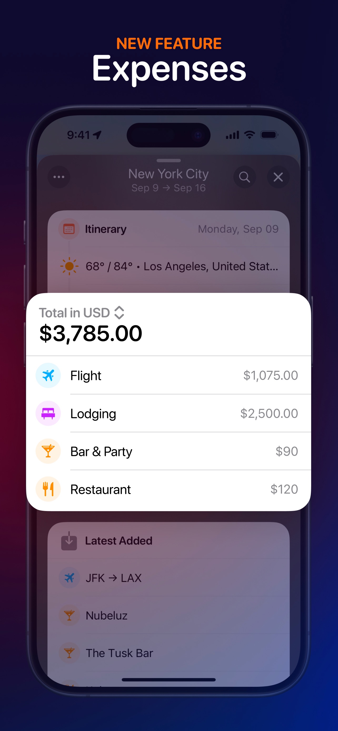 Tripsy App Store screenshot 7: NEW FEATURE Expenses