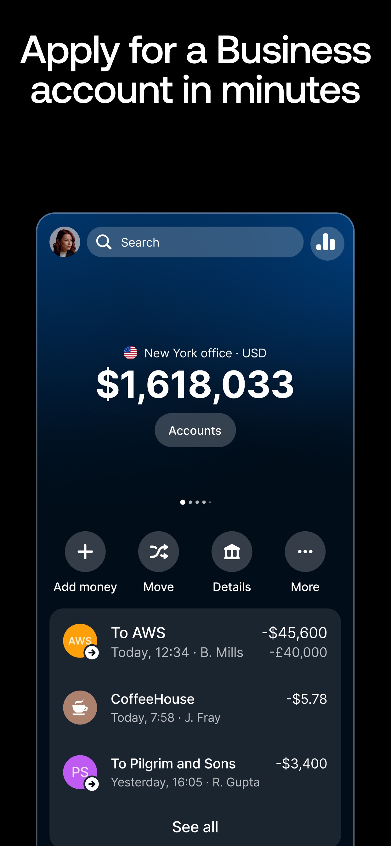 Revolut Business App Store screenshot: Apply for a Business account in minutes