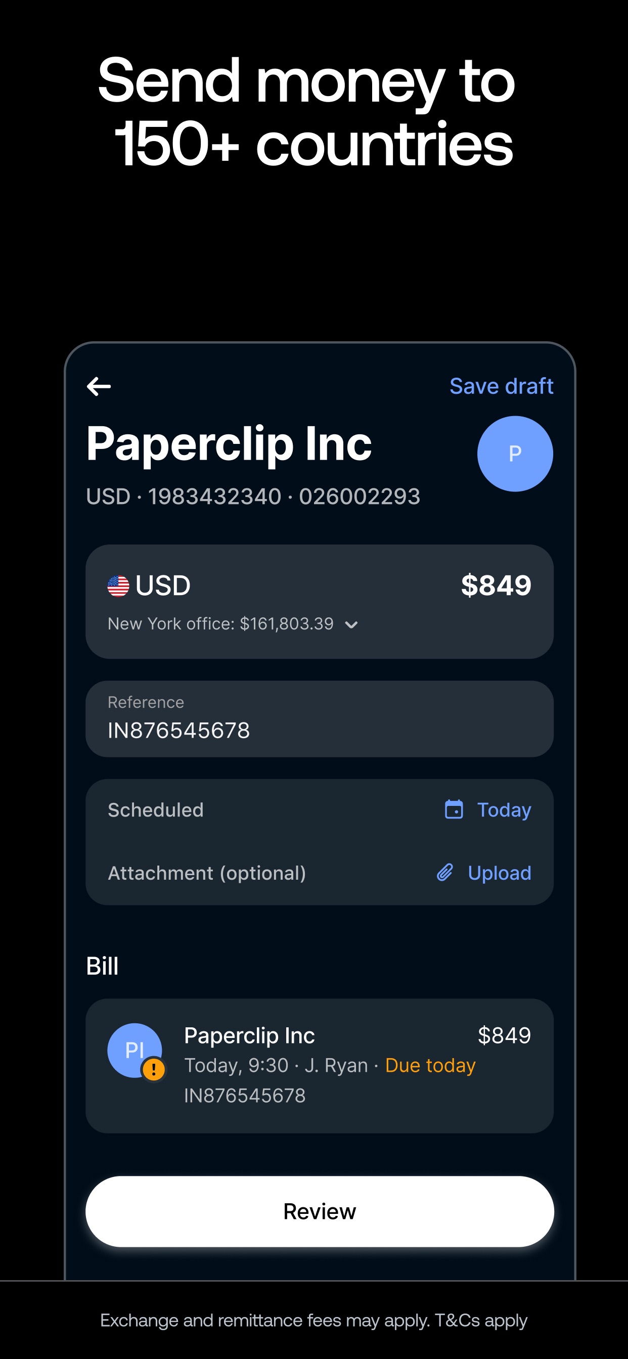 Revolut Business App Store screenshot 5: Send money to 150+ countries