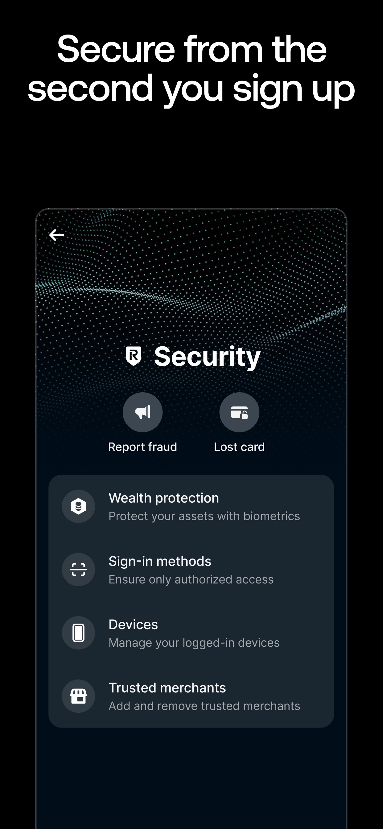 Revolut Business App Store screenshot 8: Secure from the second you sign up