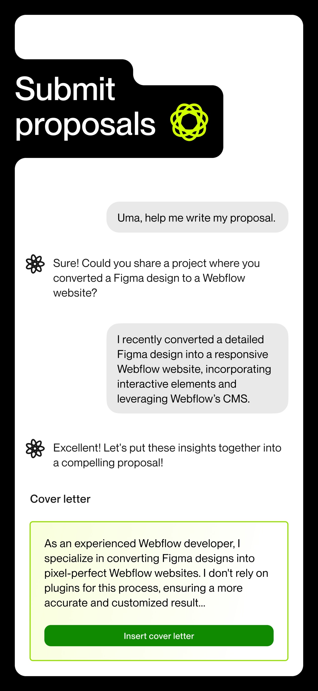 Upwork App Store screenshot: Submit proposals