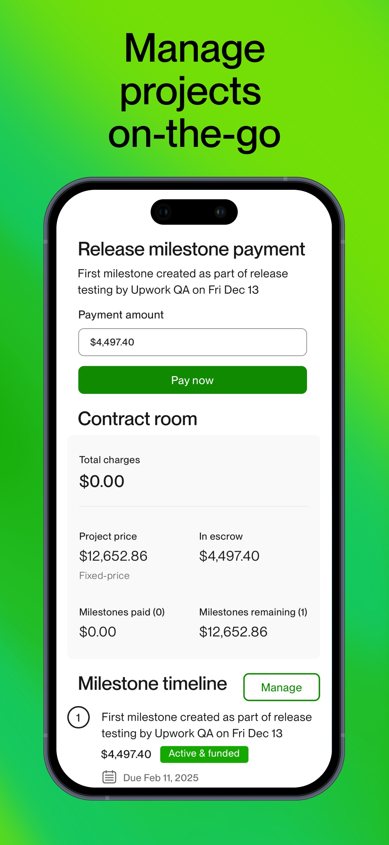 Upwork App Store screenshot 6: Manage projects on-the-go