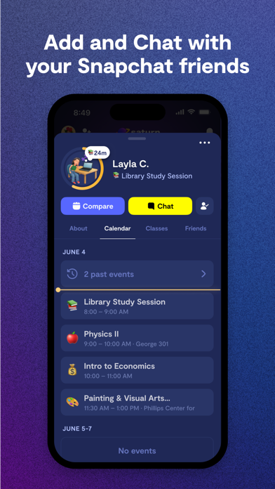 Saturn Calendar App Store screenshot 6: Add and Chat with your Snapchat friends