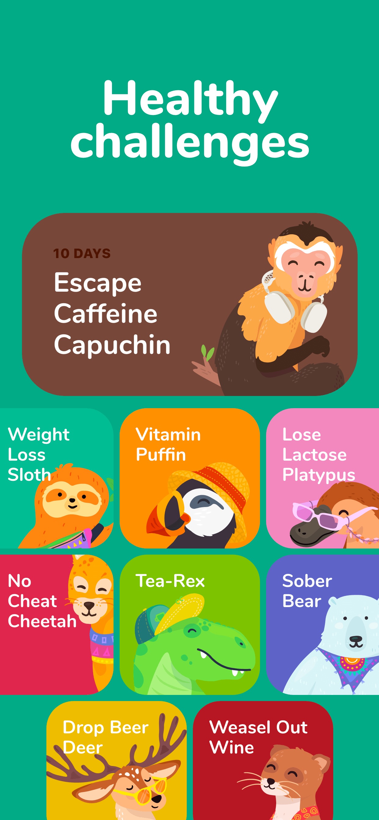 Waterllama App Store screenshot: Healthy challenges