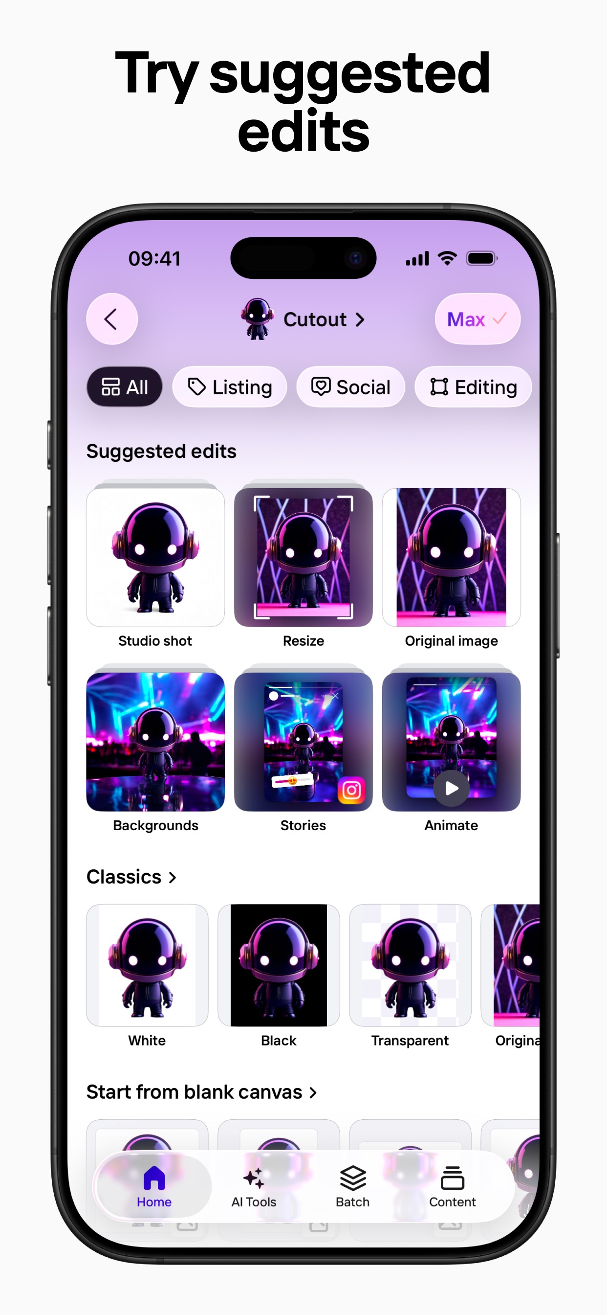Photoroom App Store screenshot 10: Try suggested edits