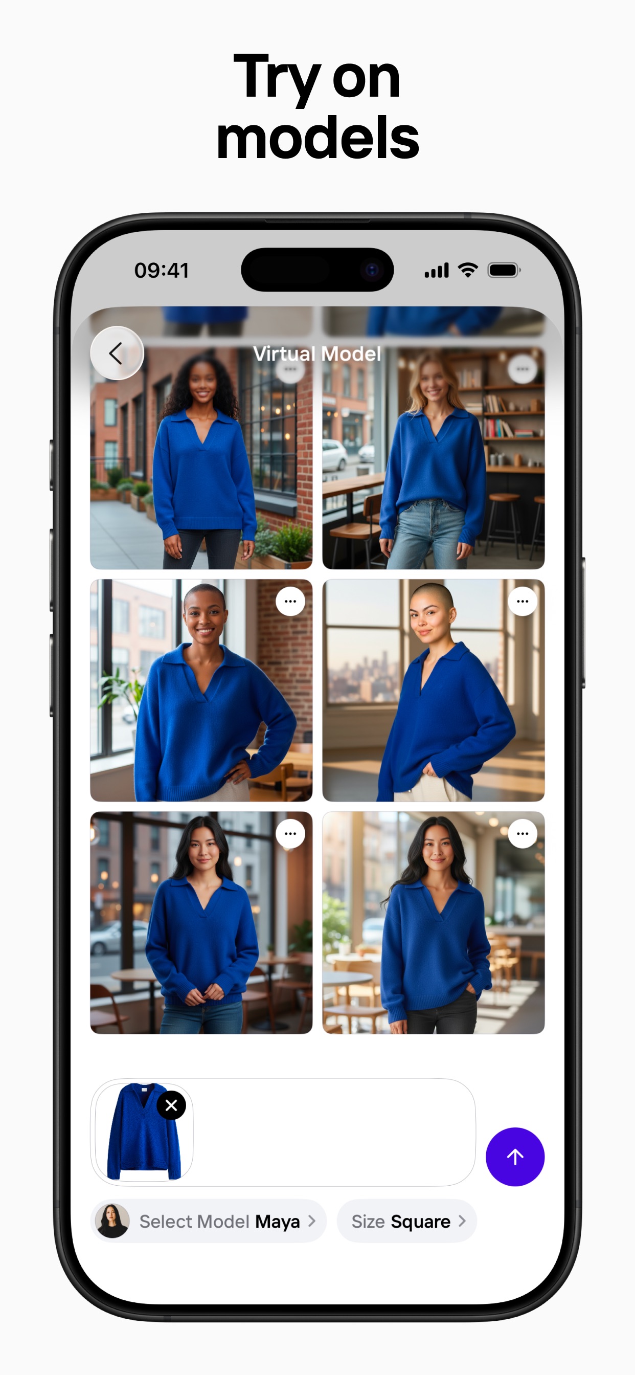 Photoroom App Store screenshot: Try on models