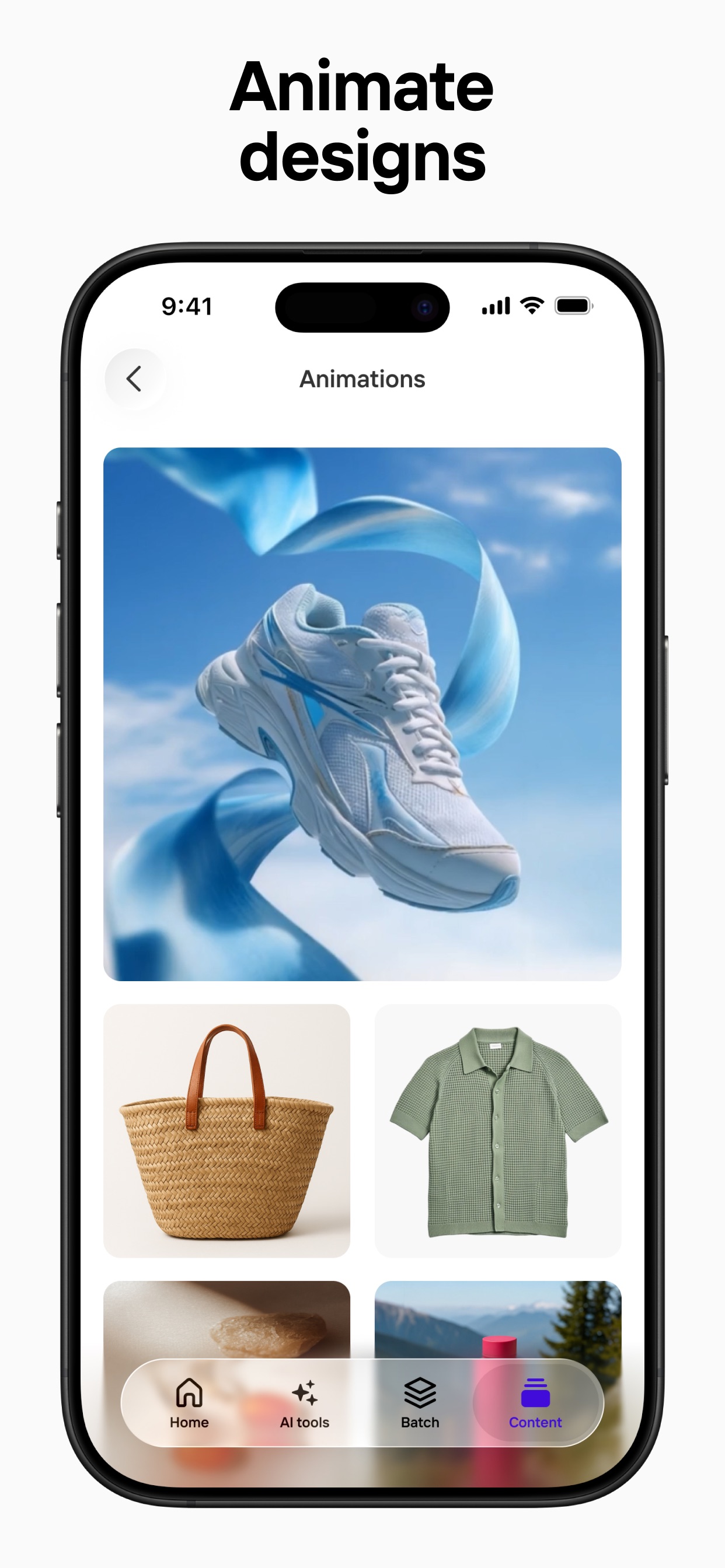 Photoroom App Store screenshot 6: Animate designs