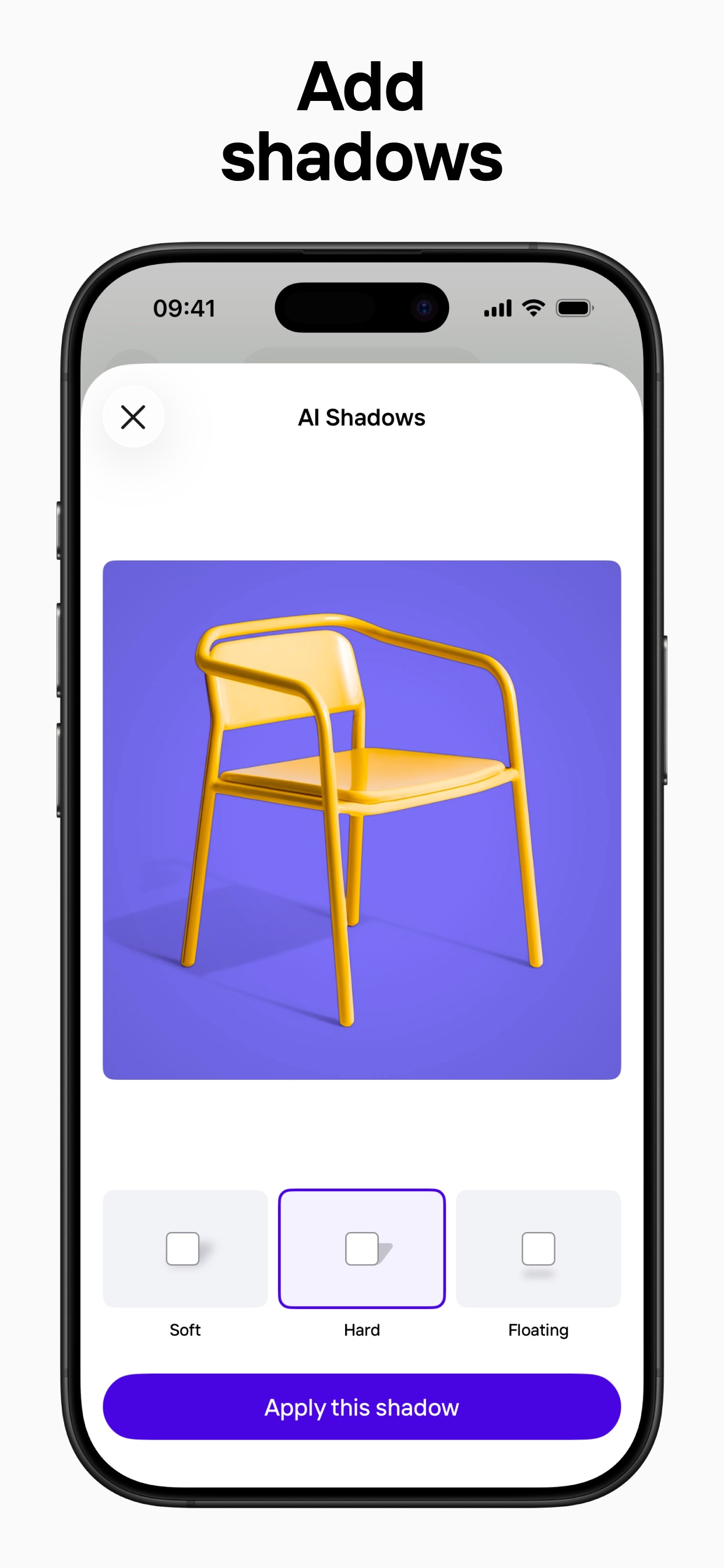 Photoroom App Store screenshot 8: Add shadows