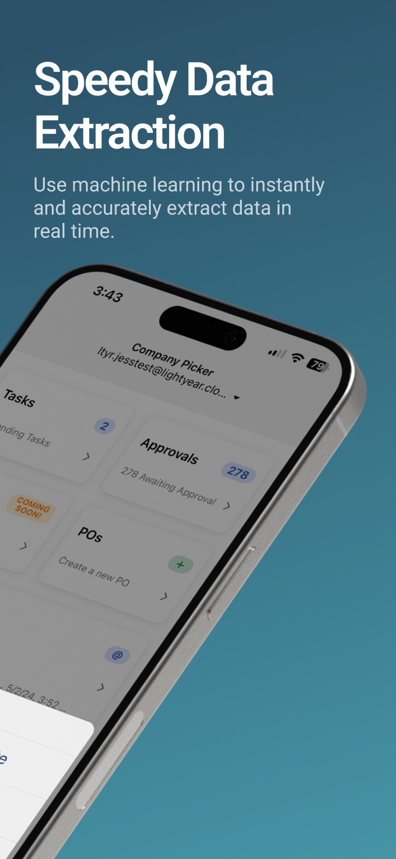 Lightyear App Store screenshot: Speedy Data Extraction

Use machine learning to instantly and accurately extract data in real time.