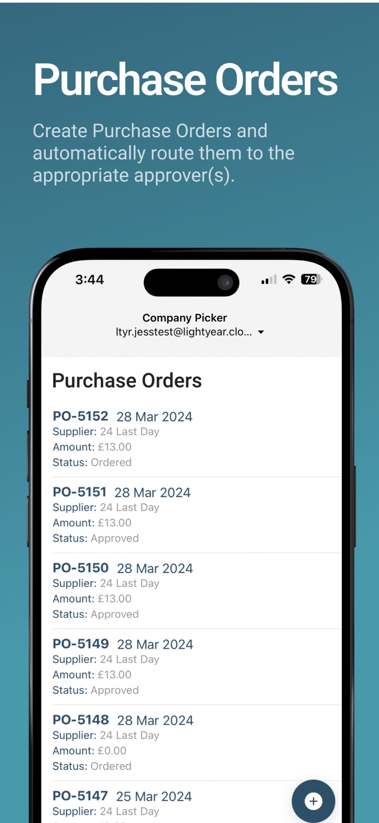 Lightyear App Store screenshot 5: Purchase Orders

Create Purchase Orders and automatically route them to the appropriate approver(s).