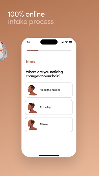 Hims App Store screenshot: 100% online intake process