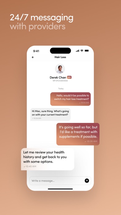 Hims App Store screenshot 8: 24/7 messaging with providers