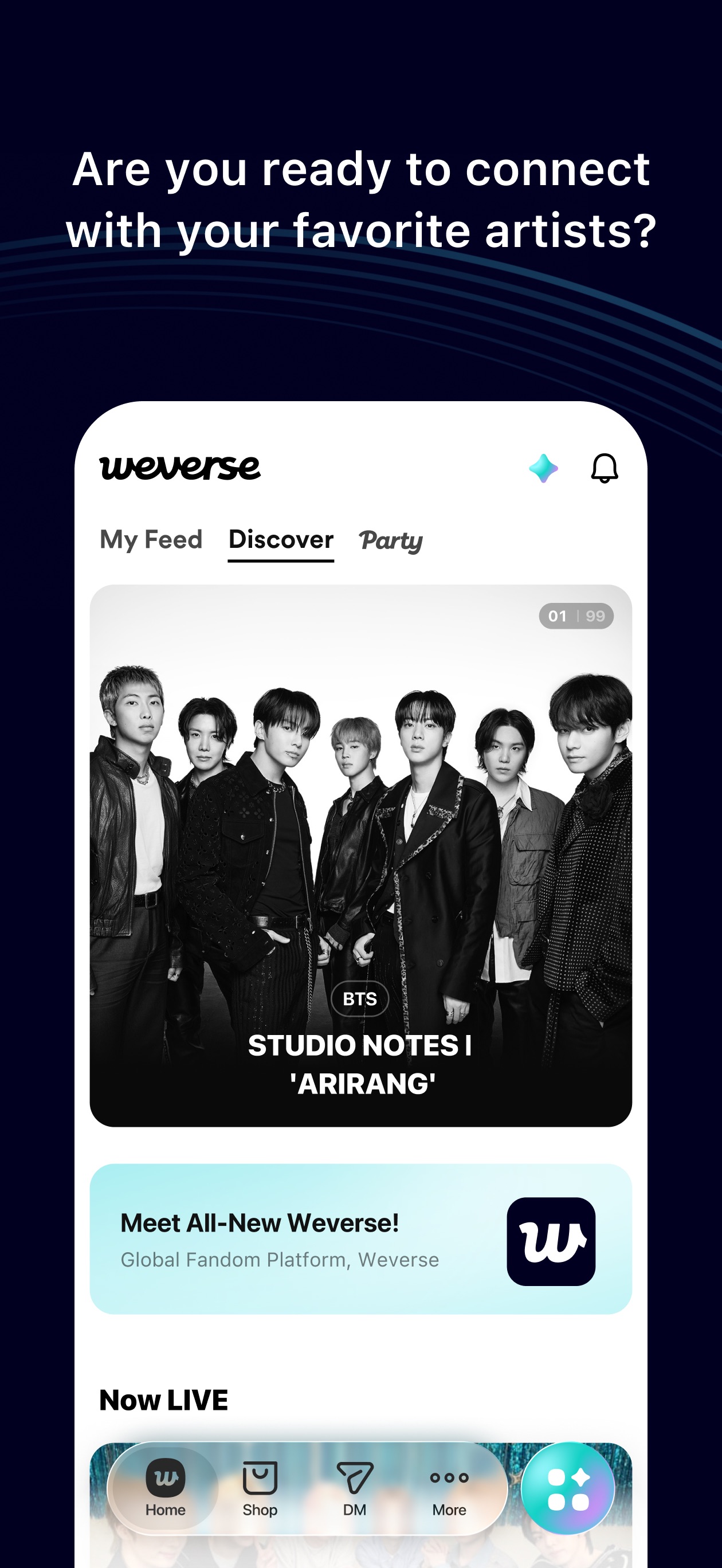 Weverse App Store screenshot: Are you ready to connect with your favorite artists?