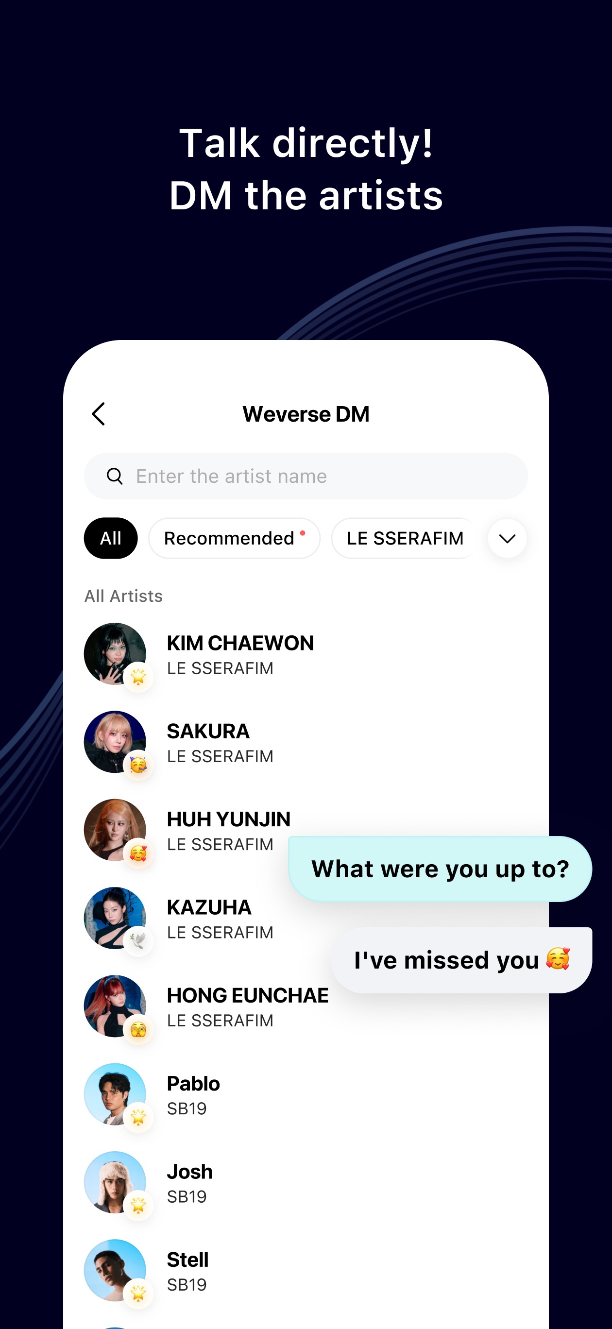 Weverse App Store screenshot 6: Talk directly! DM the artists