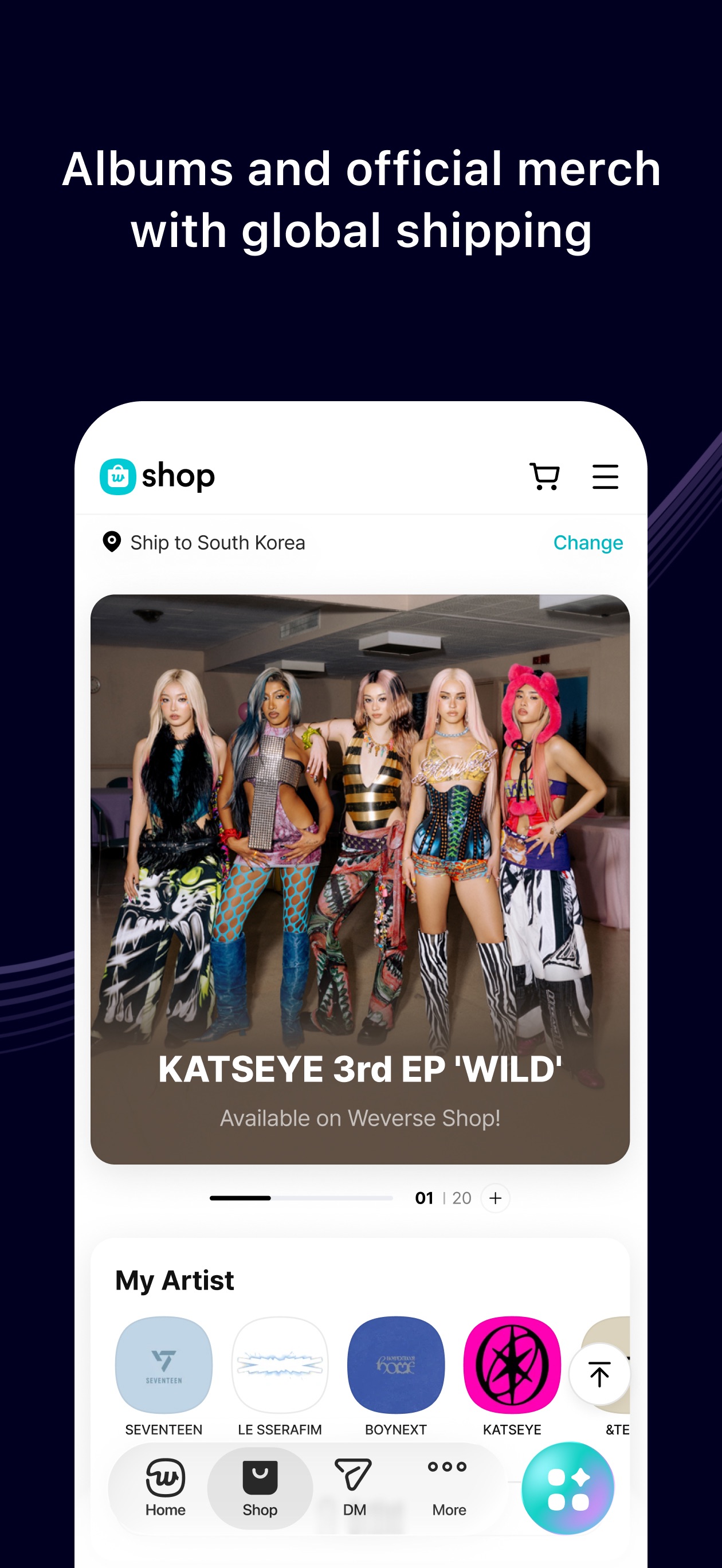 Weverse App Store screenshot 9: Albums and official merch with global shipping