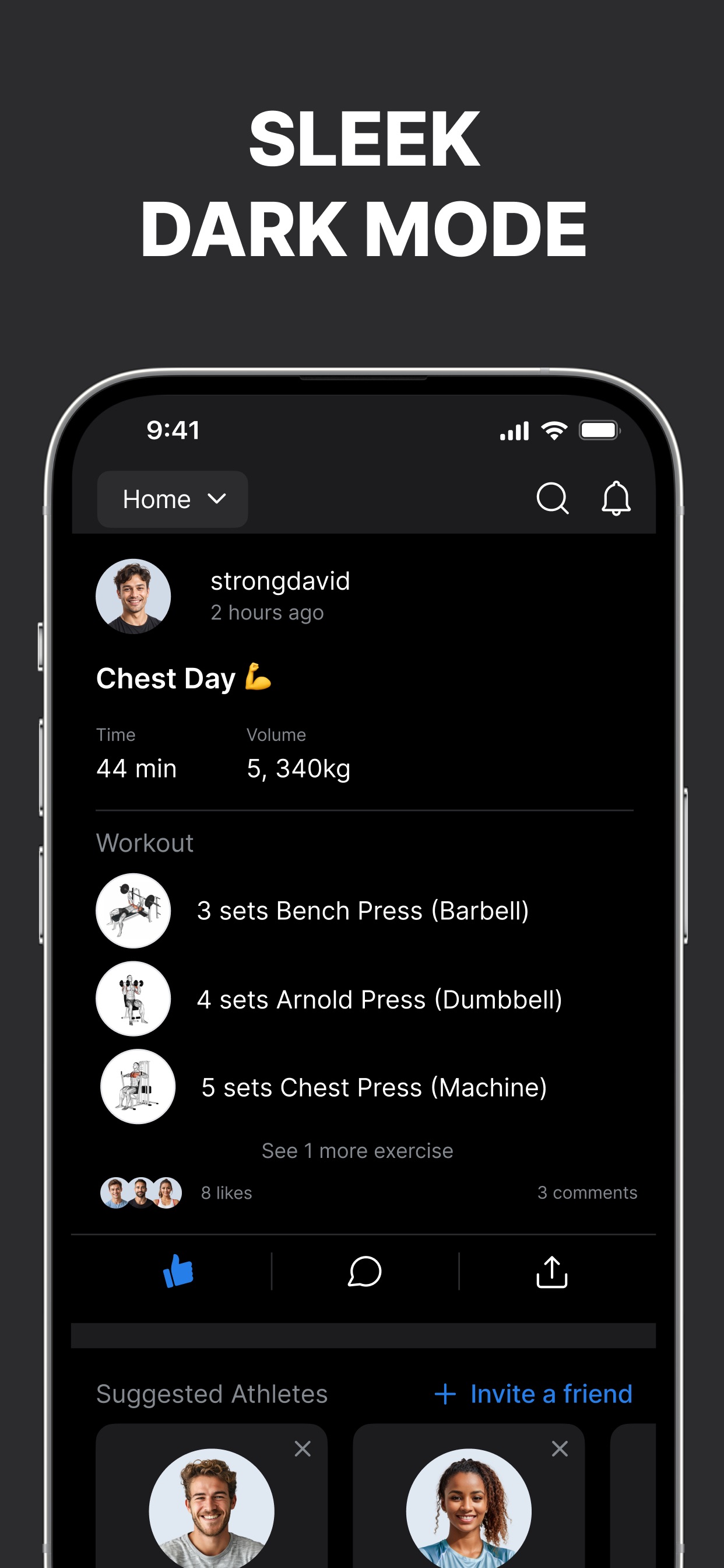 Hevy App Store screenshot 10: SLEEK DARK MODE