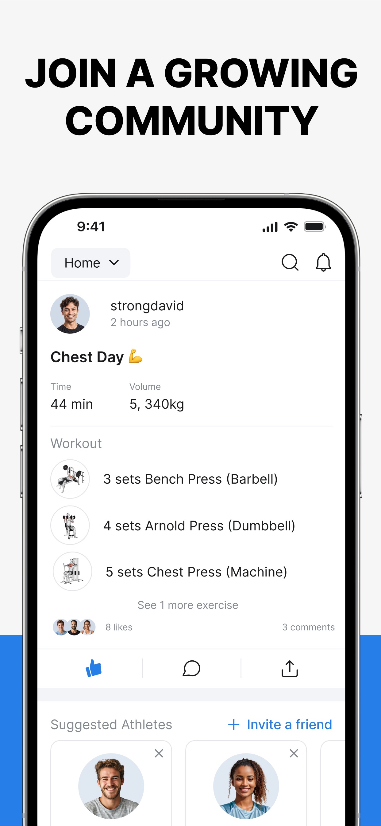 Hevy App Store screenshot 5: JOIN A GROWING COMMUNITY