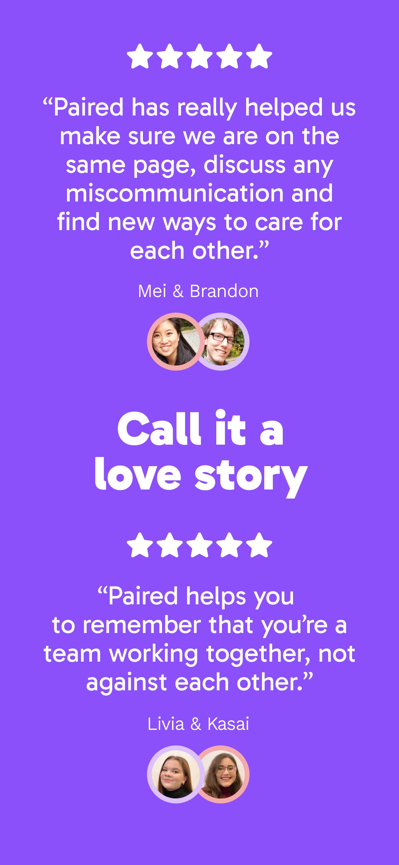 Paired App Store screenshot: Call it a love story
