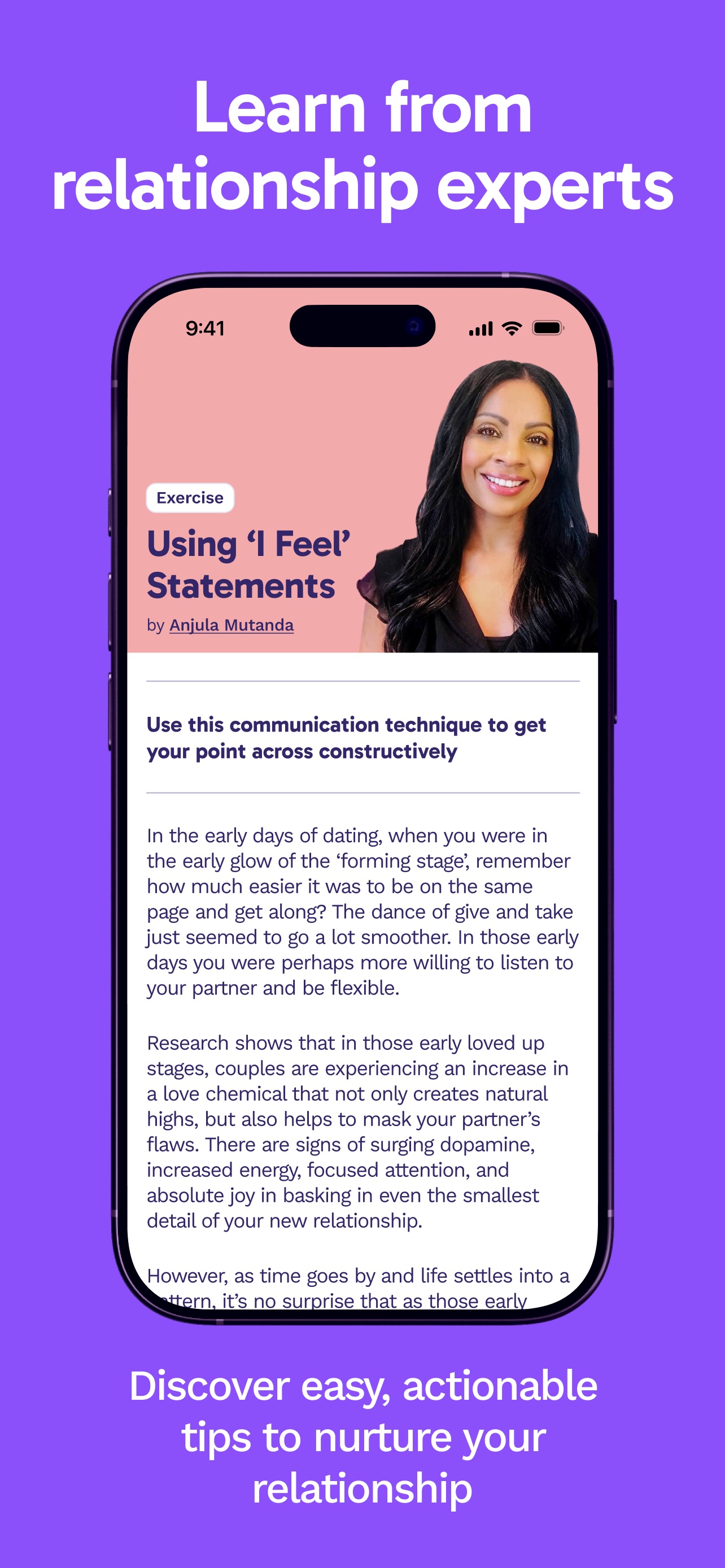 Paired App Store screenshot 8: Learn from relationship experts

Discover easy, actionable tips to nurture your relationship