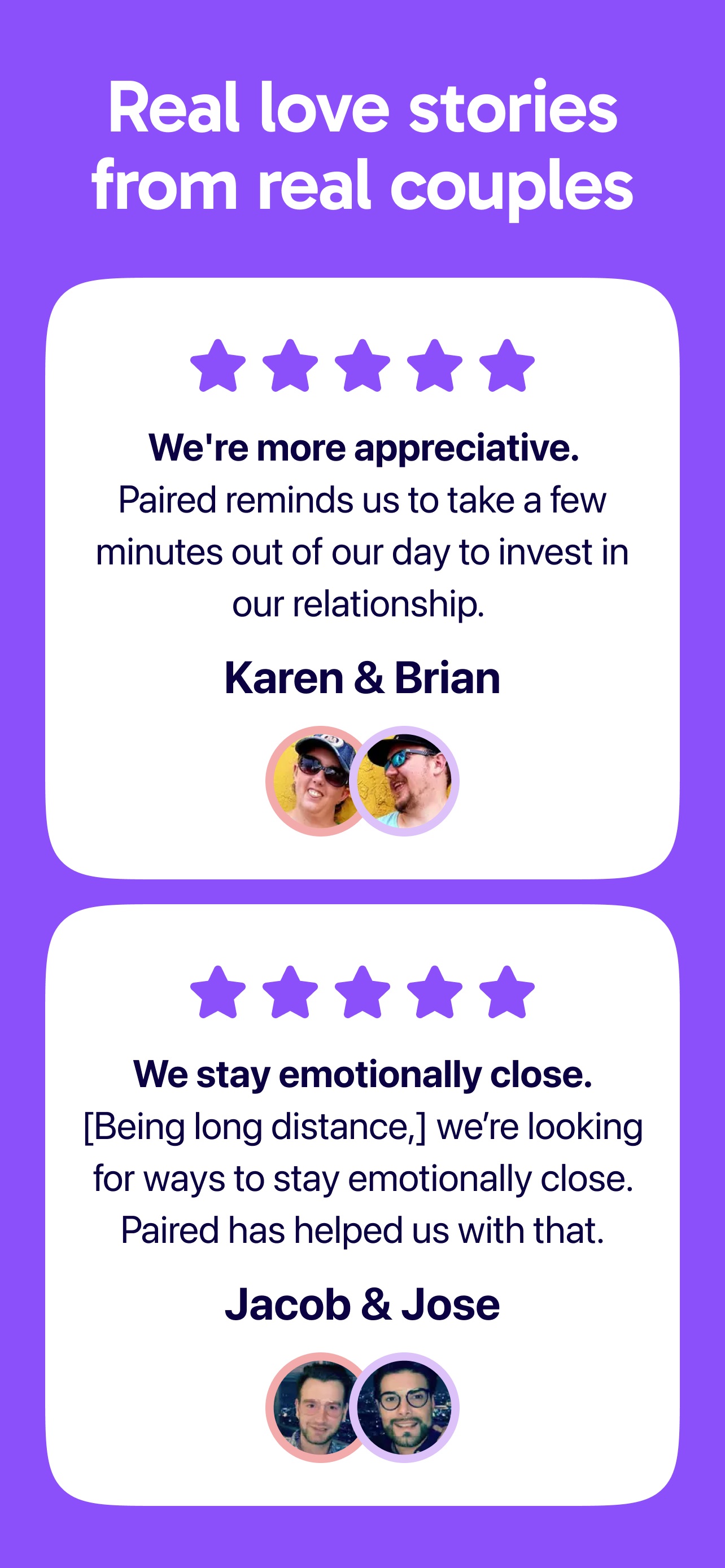 Paired App Store screenshot: Real love stories from real couples