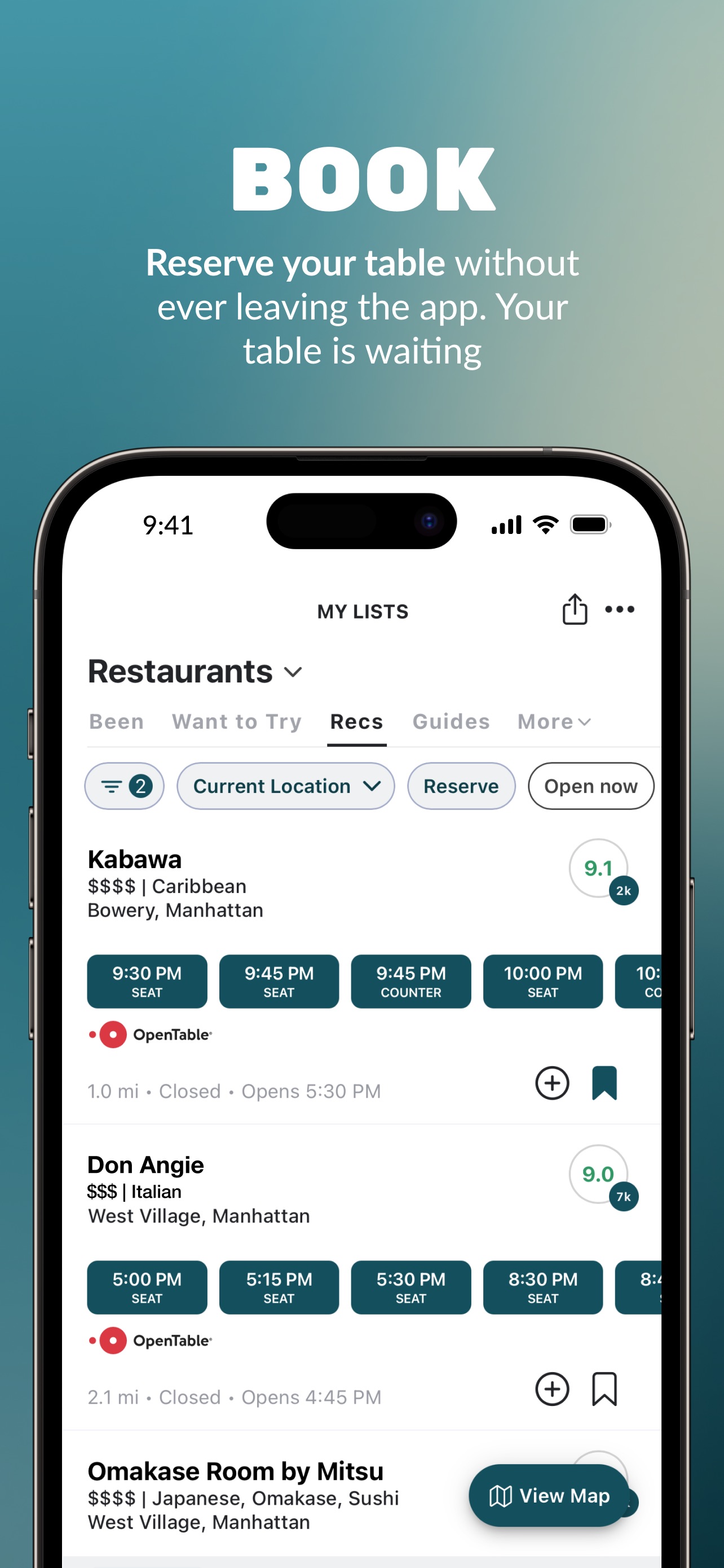 Beli App Store screenshot 5: BOOK Reserve your table without ever leaving the app. Your table is waiting