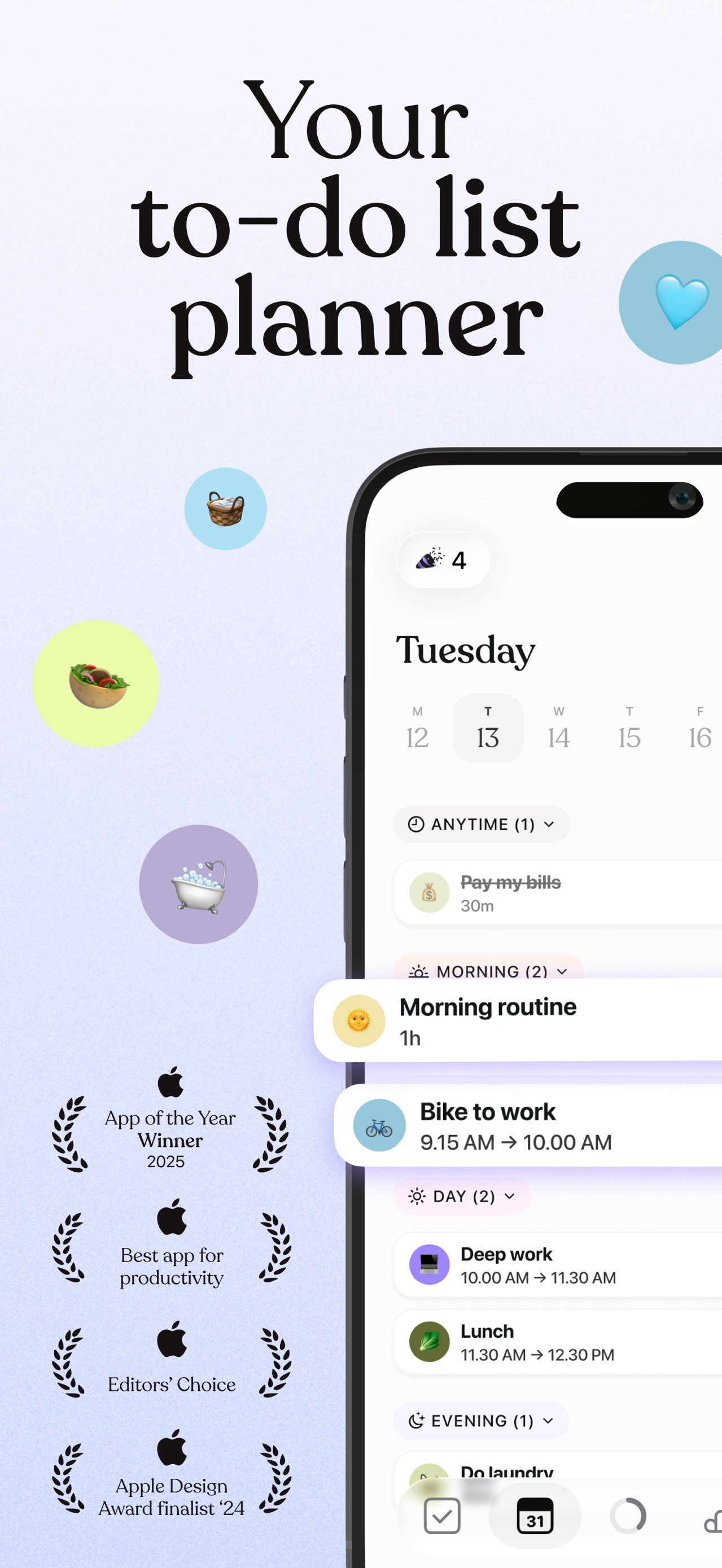 Tiimo App Store screenshot: listing design
